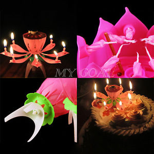 Happy Birthday Flowers Cake Candle