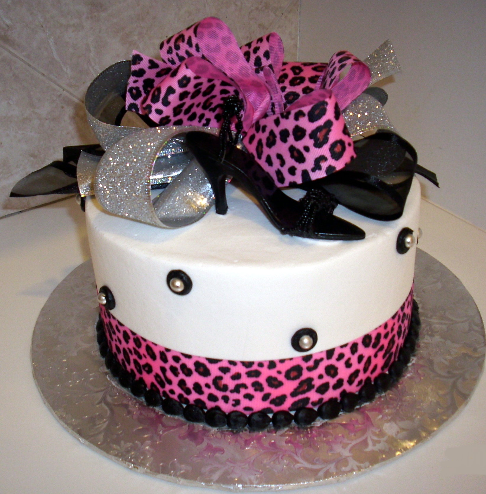 Leopard Print Birthday Cake