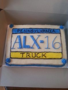 License Plate 16th Birthday Cake