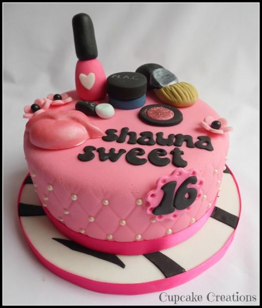 6 Photos of Make Up Themed Birthday Cakes