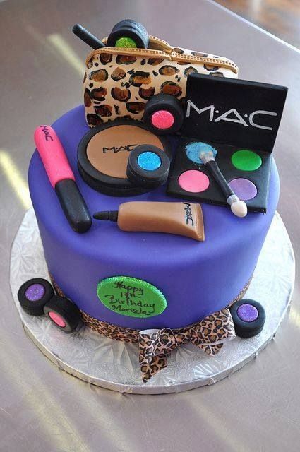 11 Amazing Makeup Cakes 21st Photo Make Up Cake Makeup Themed Cake And Spotlight Cake Table Dressing Snackncake