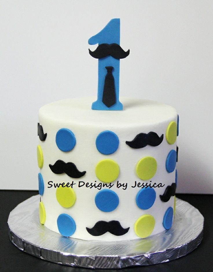 Mustache 1st Birthday Cake