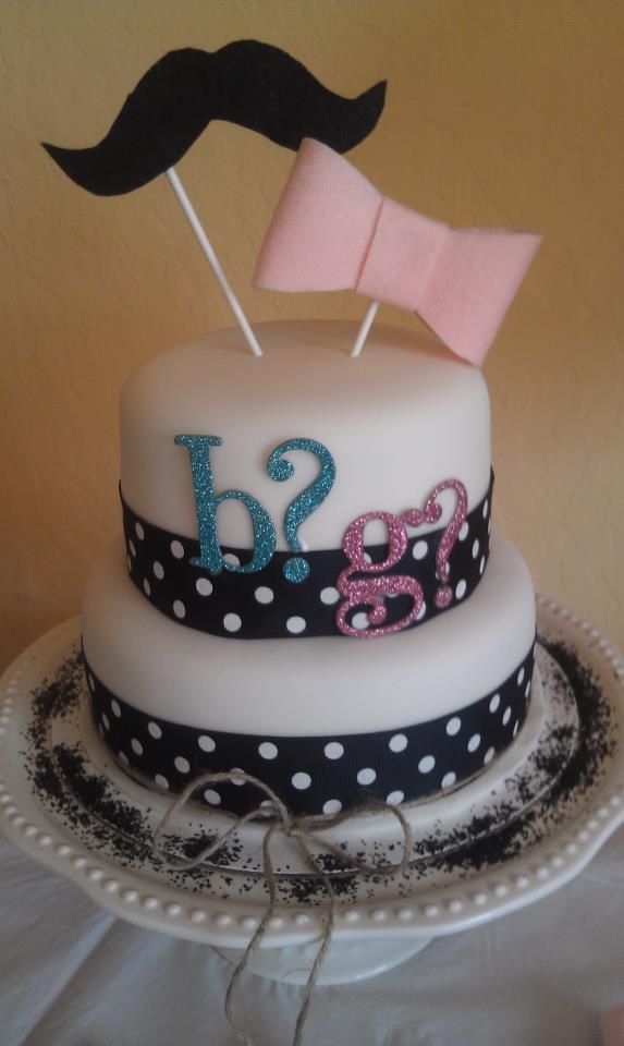 Mustache or Bow Gender Reveal Cake