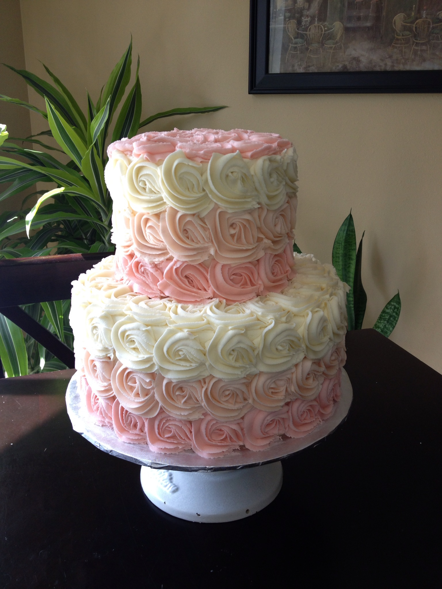 Ombre Rose Cake Baby Shower