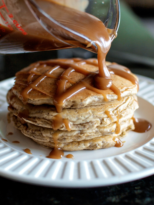 Peanut Butter Pancakes with Syrup