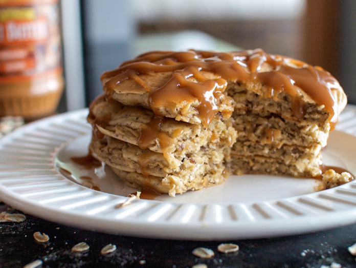 Peanut Butter Pancakes with Syrup