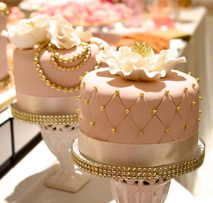 Pink and Gold Elegant Birthday Cakes