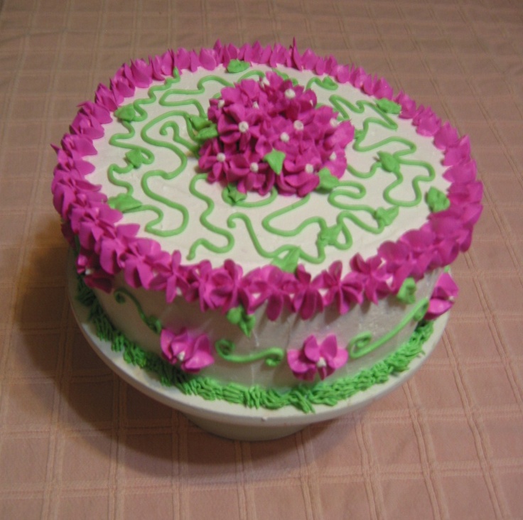 Pink and Green Sheet Cake with Cupcakes