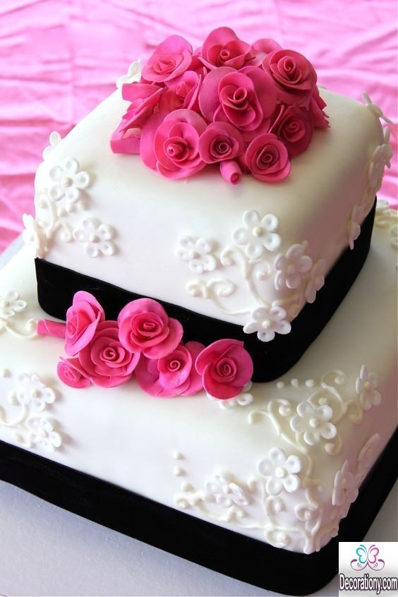 Pink Black Wedding Cake