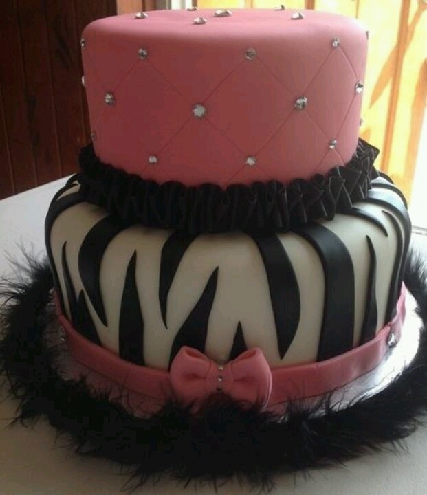 Pink Zebra Birthday Cake