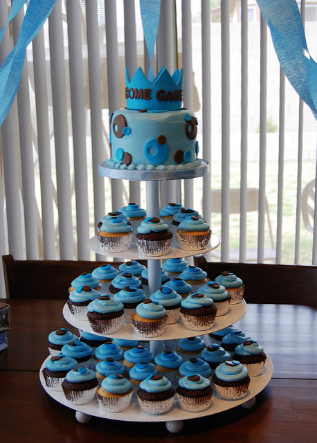 8 Photos of Blue And Brown Baby Shower Boy Cupcakes