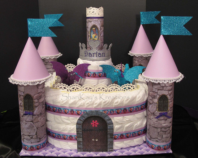 Princess Castle Diaper Cake for Baby Shower