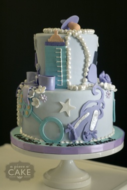 Purple and Teal Baby Shower Cake