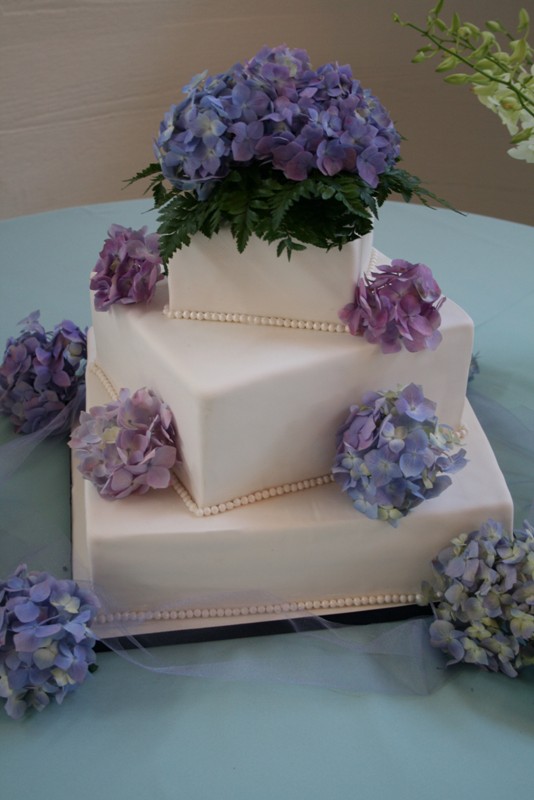 Purple Hydrangea Wedding Cake