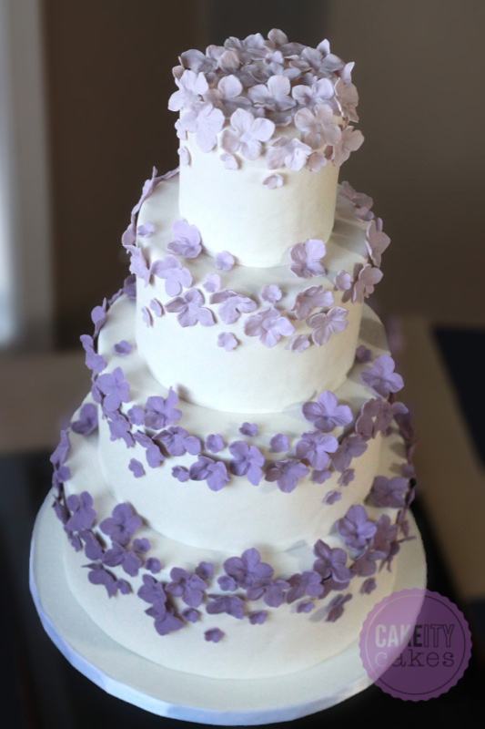 Purple Hydrangea Wedding Cake