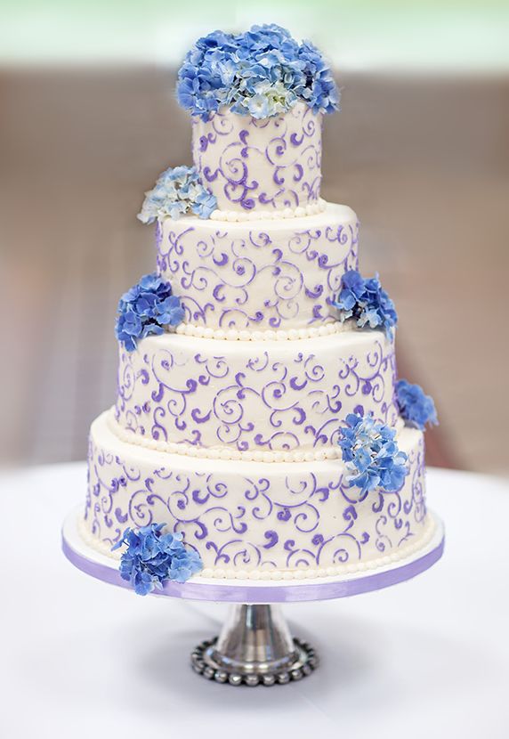 Purple Wedding Cake Scroll and Flowers