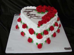 Red and White Heart Birthday Cake