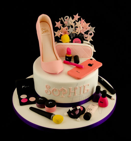 Shoe and Makeup Birthday Cakes