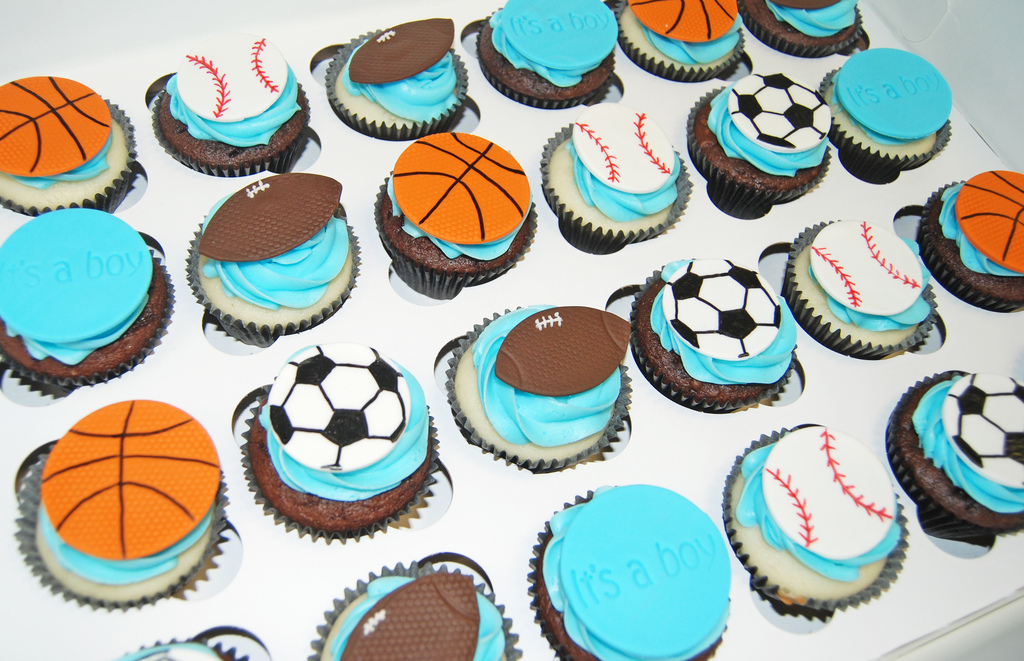 Sports Themed Baby Shower Cupcakes