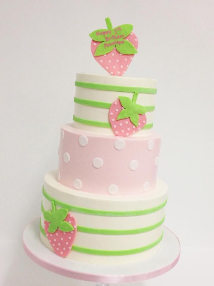 Strawberry Themed Birthday Cake