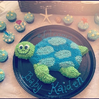 Turtle Shaped Birthday Cake