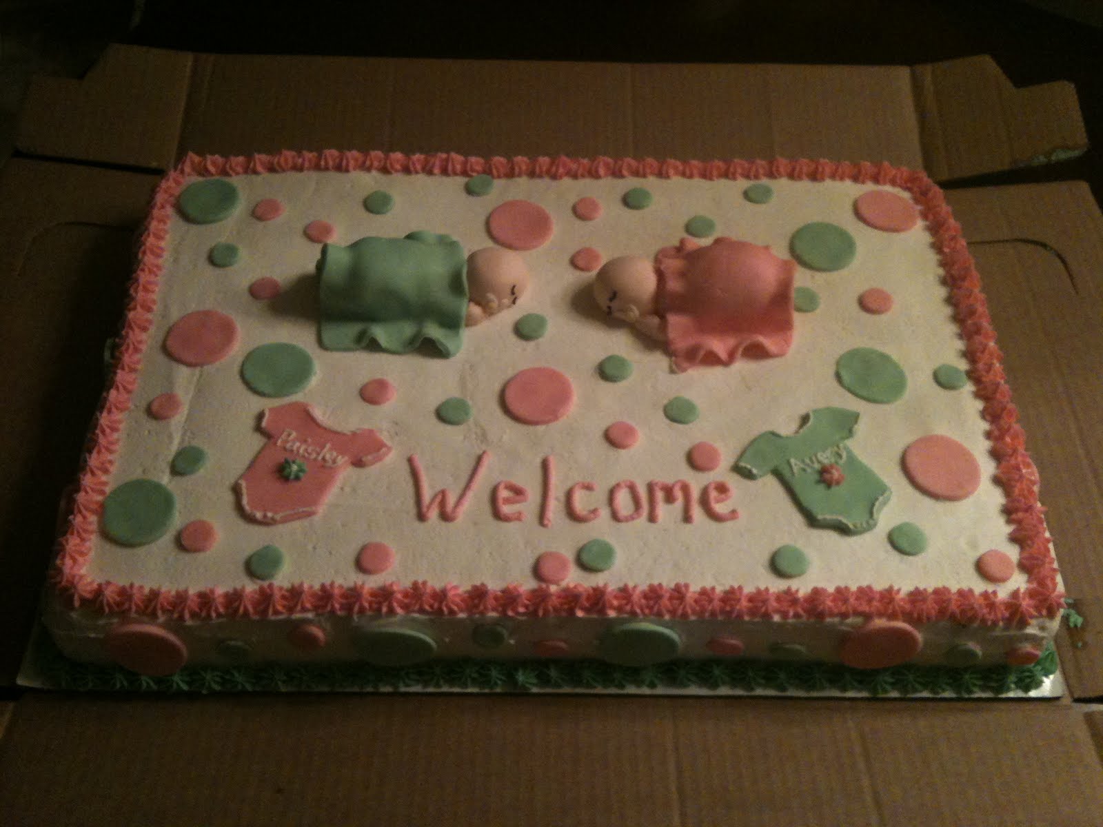 Twin Girls Baby Shower Cake