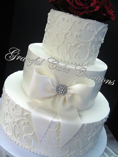 Wedding Cake with Fondant Bow