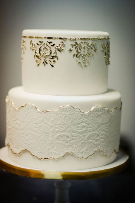 White and Gold Lace Cake