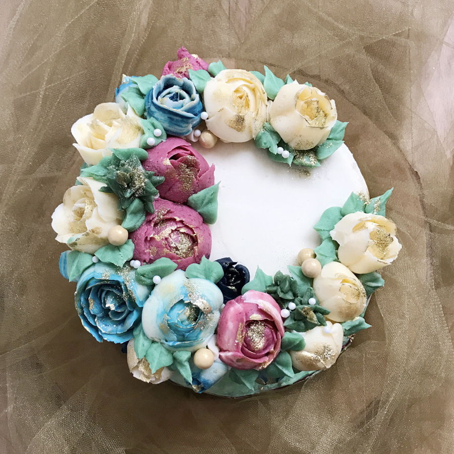 Wreath Buttercream Flower Cake