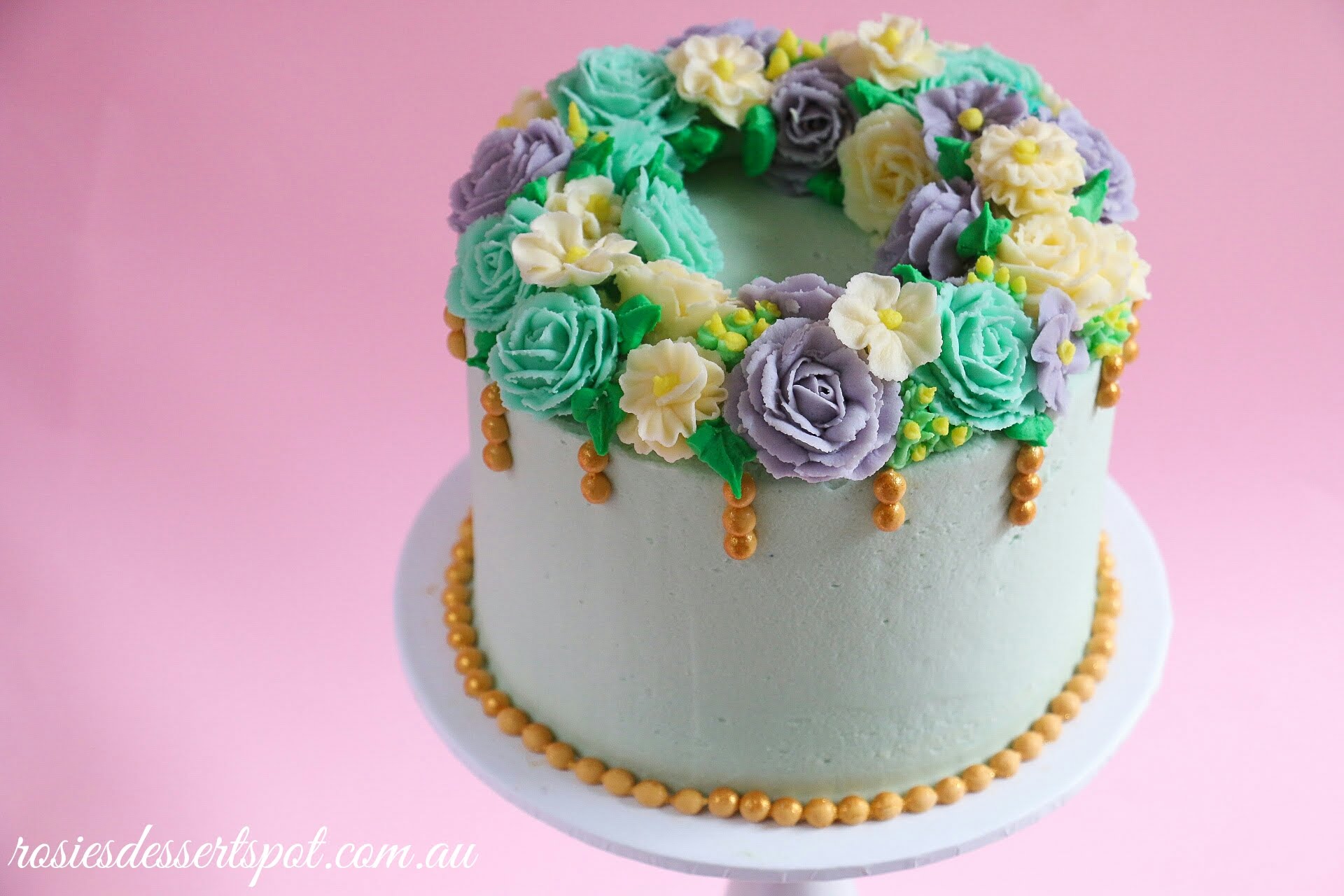 Wreath Buttercream Flower Cake