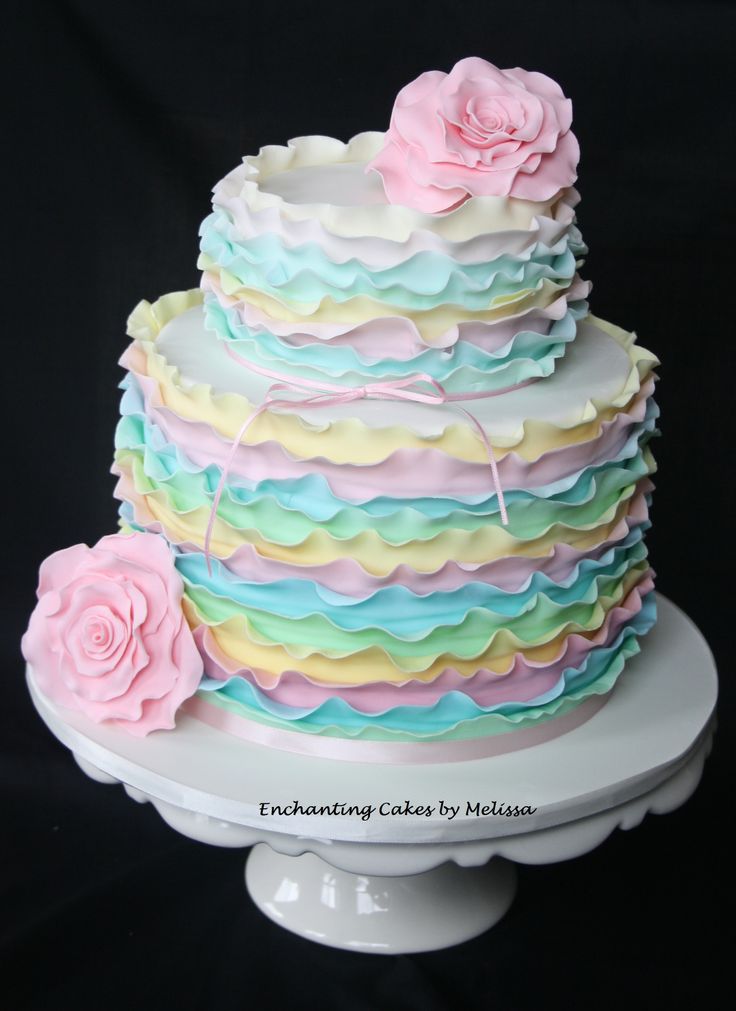 11 Photos of Pastel Color Birthday Cakes