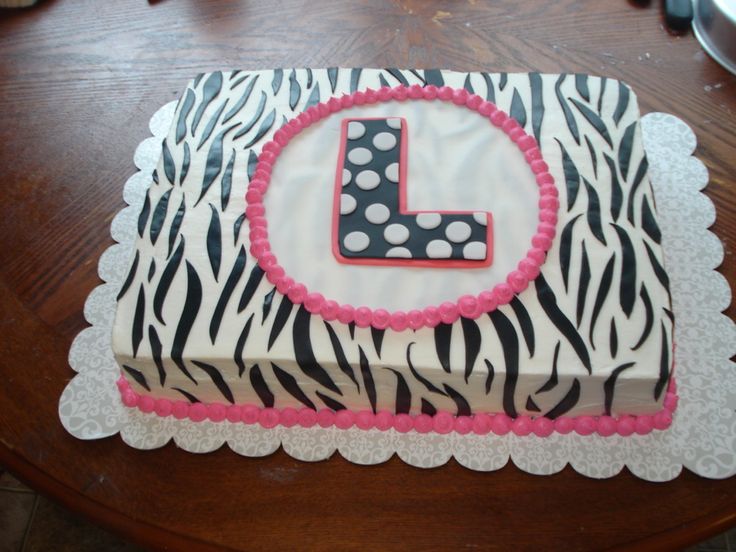 Zebra Print Birthday Sheet Cake