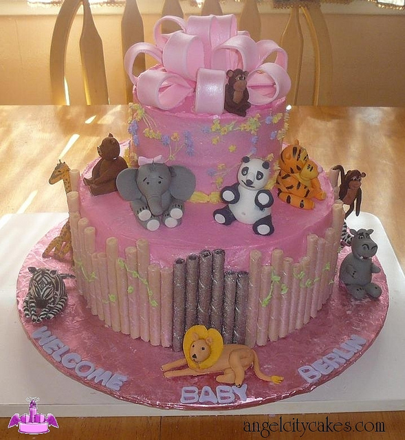 Zoo Animal Baby Shower Cake