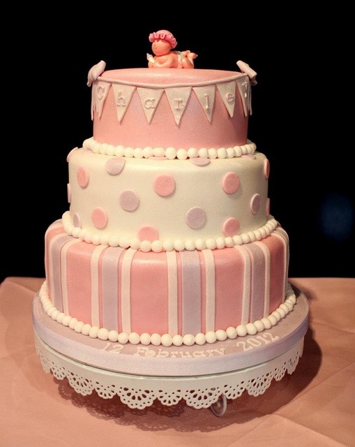 3 Tier Baptism Cake for Girls