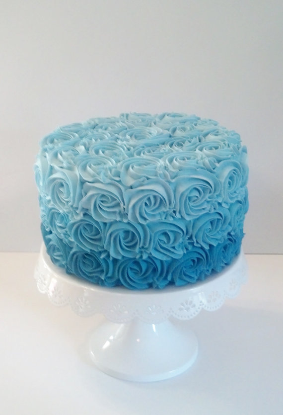 Aqua Blue Ombre Wedding Cake