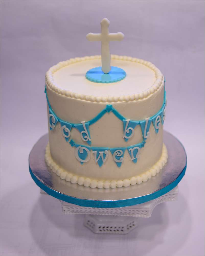 Baby Boy Buttercream Christening Cake