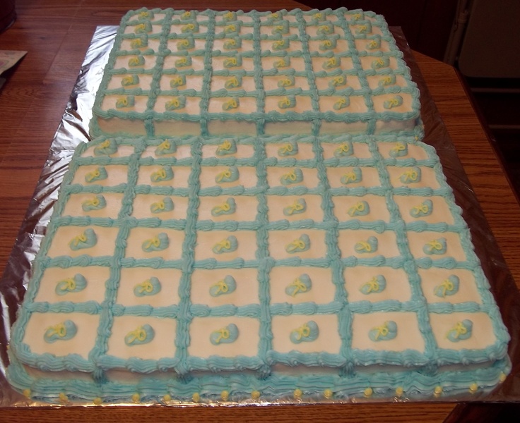 11 Photos of Squares For A Boy Baby Shower Cakes