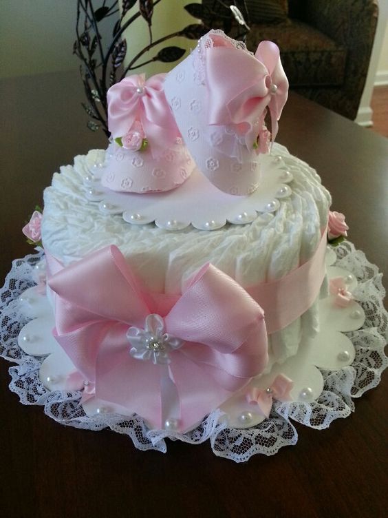 Baby Shower Diaper Cake Centerpieces