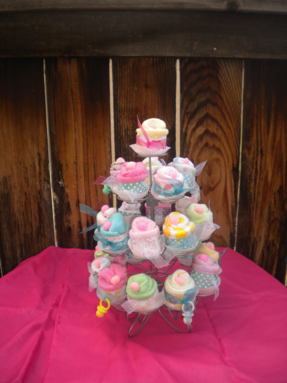 Baby Shower Wash Cloth Cup Cakes