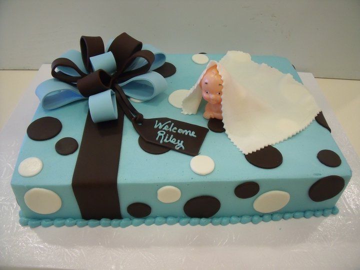 Blue Baby Shower Sheet Cake