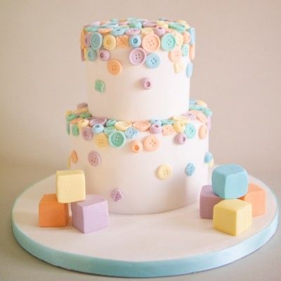 Button Baby Shower Cake