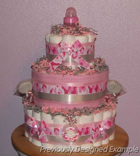 12 Photos of Cameo Diaper Cakes For Girls