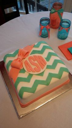 Chevron Monogram Birthday Cake