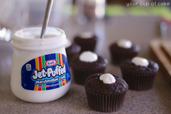 Chocolate Cupcakes with Marshmallow Filling