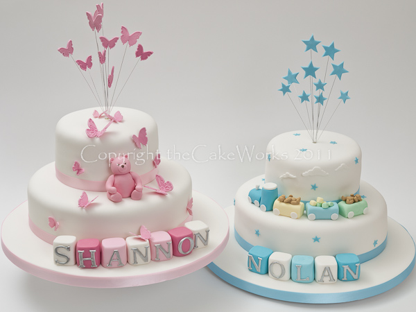 Christening Cake for Twins Boy and Girl