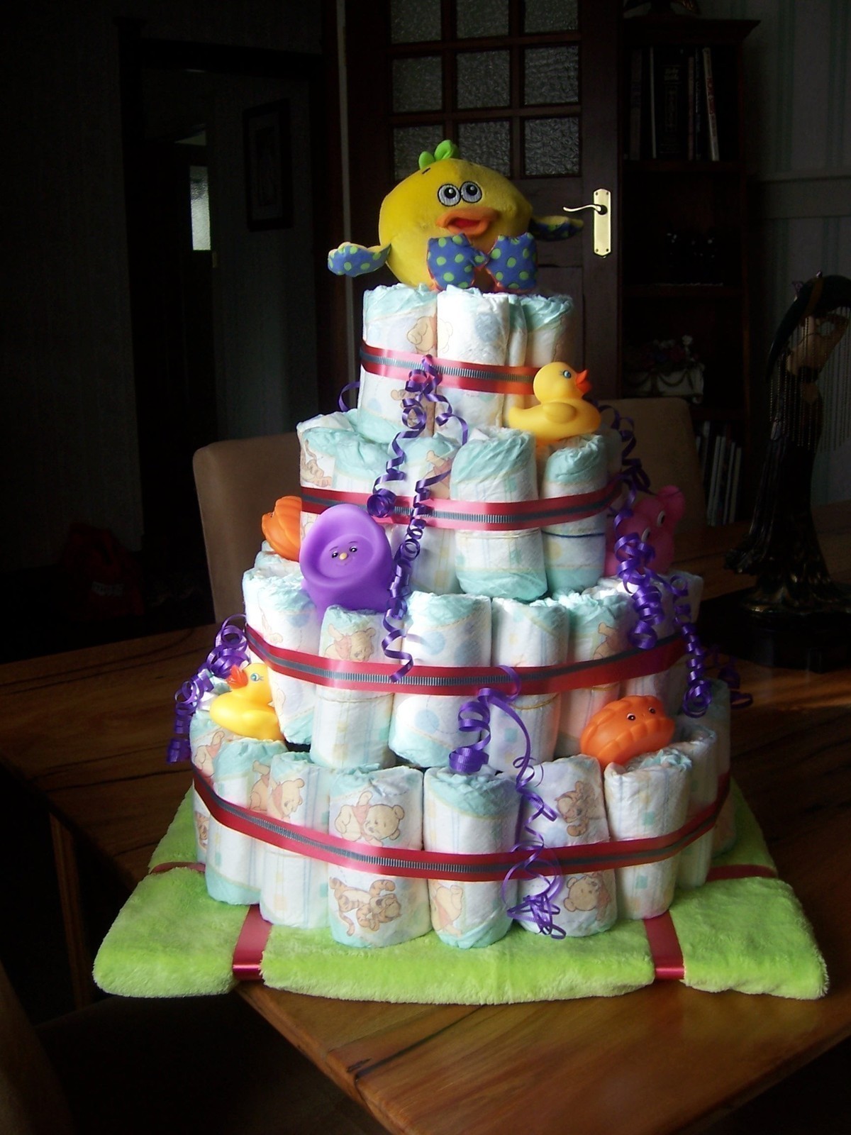 Decorating a Baby Shower Diaper Cake