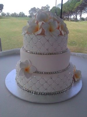 Diamond Wedding Cake with Flowers