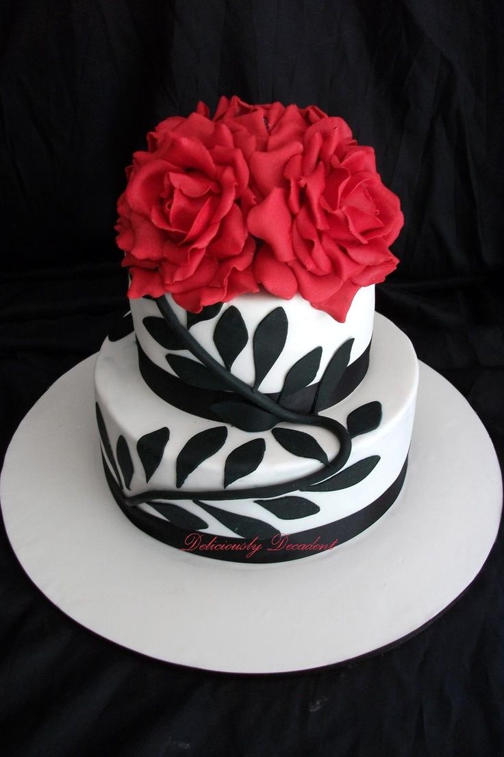 Elegant Black and White Birthday Cake