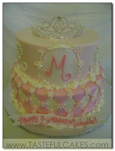 Elegant Diamonds and Pearl Birthday Cake