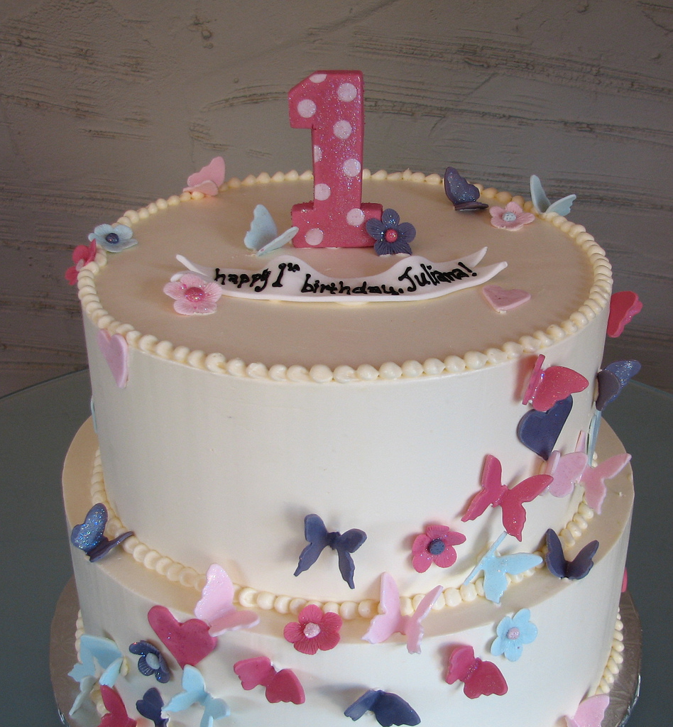 Flowers and Butterflies Birthday Cake